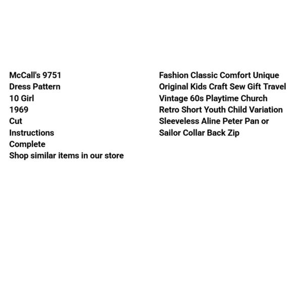 Vtg McCalls 9751 Dress Pattern 10 Girl 1969 Variation Sleeveless Aline Short - Picture 3 of 6